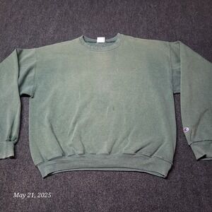 Vintage Champion Sweatshirt Adult Large Faded Green Crew Neck 90s